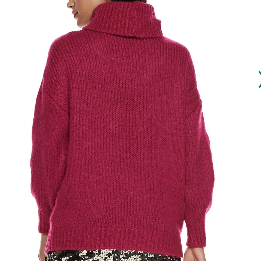 (Sizes L, XL) Nine West Magenta Turtleneck Sweater